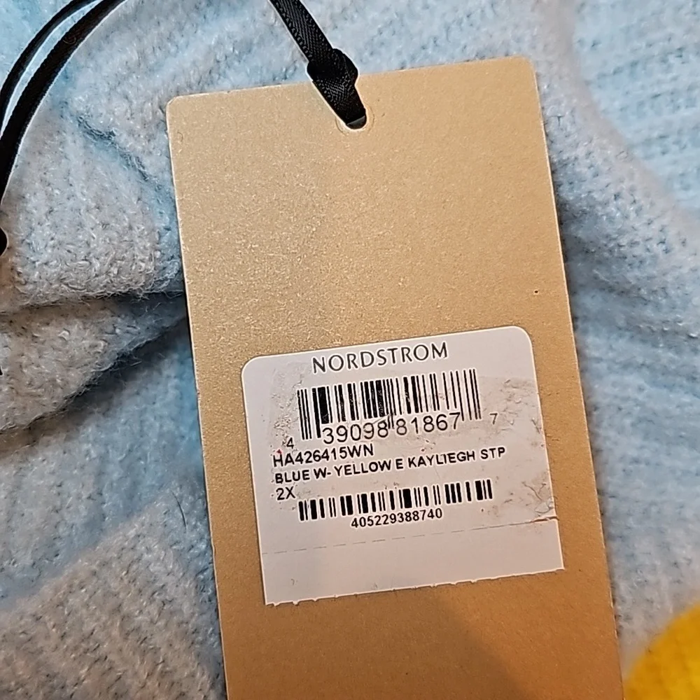 NWT HALOGEN KAYLIEGH BLUE YELLOW PLUS SIZE LONG SLEEVE PULLOVER SWEATER - Picture 11 of 13